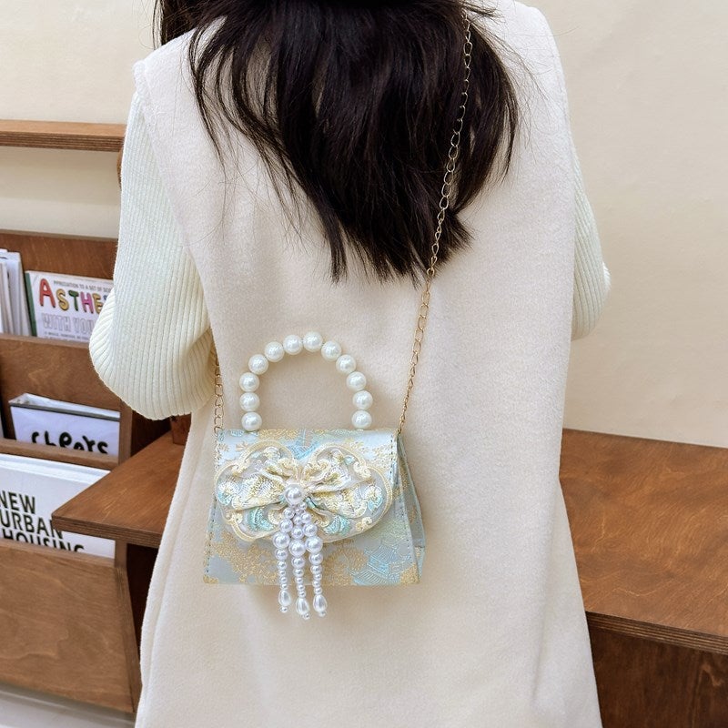 Selling Children Shoulder Bag Exquisite Antique Little Girl Coin Purse Cute Princess Outdoor Casual Pearl Handbag - Image 5