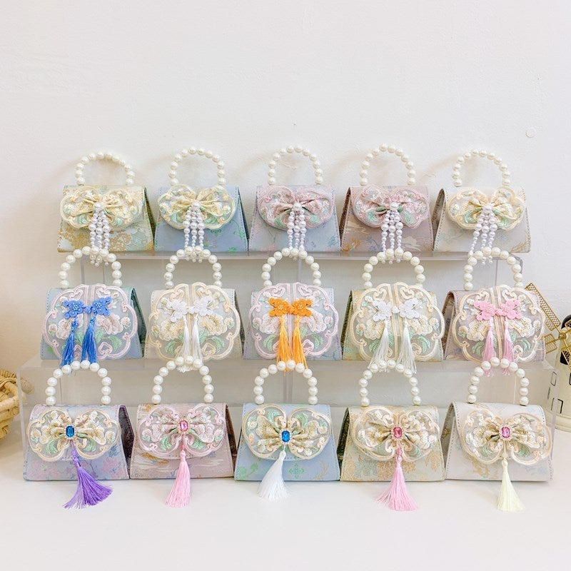 Selling Children Shoulder Bag Exquisite Antique Little Girl Coin Purse Cute Princess Outdoor Casual Pearl Handbag - Image 3