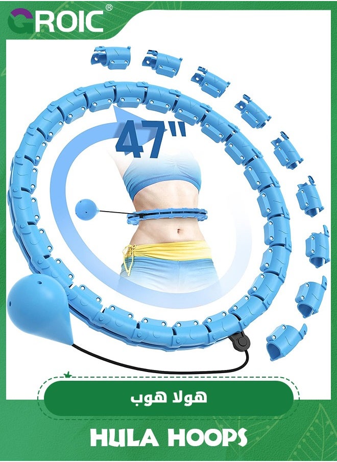 GROIC Weighted Hula Hoop for Adults Weight Loss, Removable Massage with Smart Adjustable Size with Auto-Spinning Ball, Best Exercise Hoola Hoops Plus Size Weight Loss Workout  - Image 1
