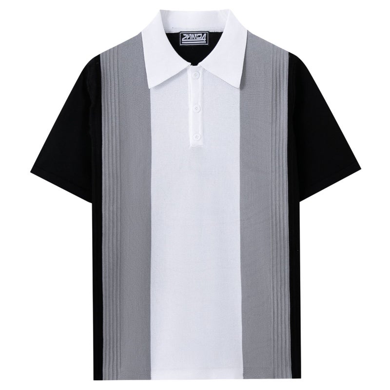 Men's Short Sleeve Polo Shirt Colour-Blocked Viscose - Image 4