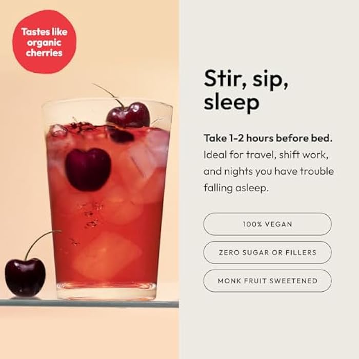Moon Juice Sleepy Magnesi-Om - Sleep Supplement Powder with Magnesium Glycinate, L-Theanine & Plant-Based Melatonin, Sugar-Free Bedtime Drink Mix for Deep Sleep w/o Grogginess, Cherry, 35 Servings - Image 4
