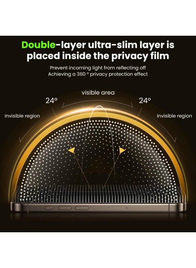 Muzz 4 Way 360° Privacy Glass Screen Protector for iPhone 16 Plus Horizontal and Vertical Anti Spy Tempered Glass Screen Film for Apple iPhone 16 Plus iPhone 16 Plus - Image 2