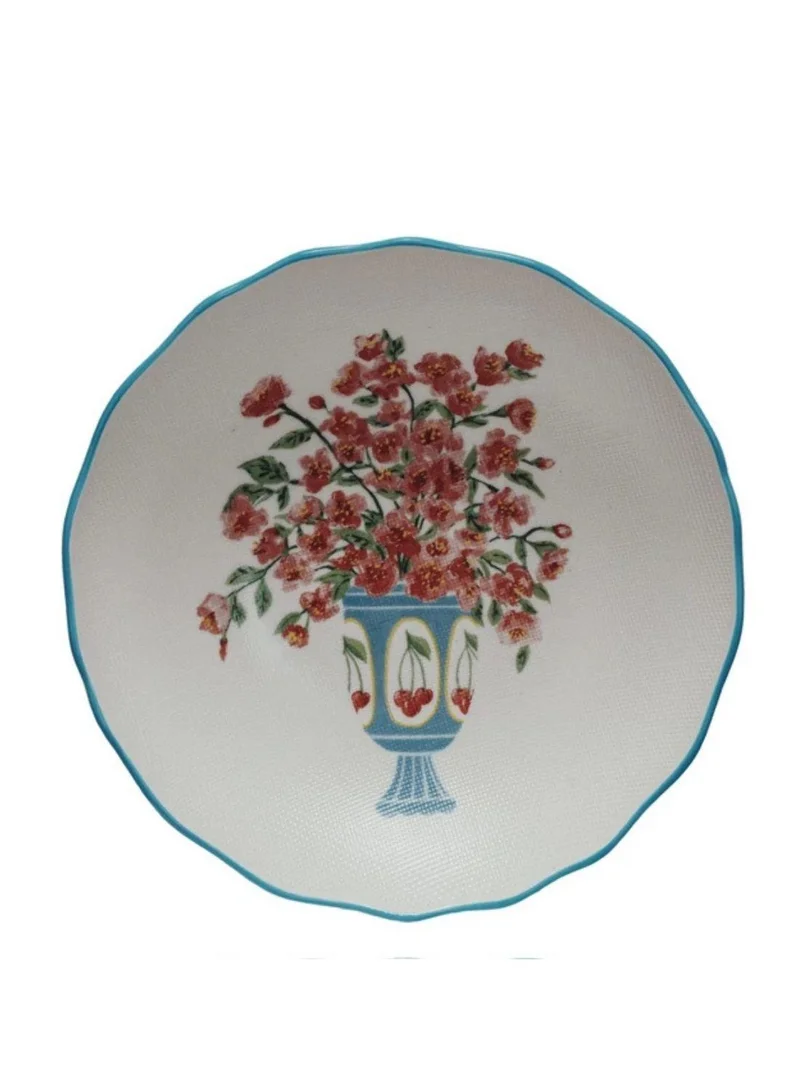 The Saffron Souk Vintage Decorative Bowl with Flowers & stitch-texture