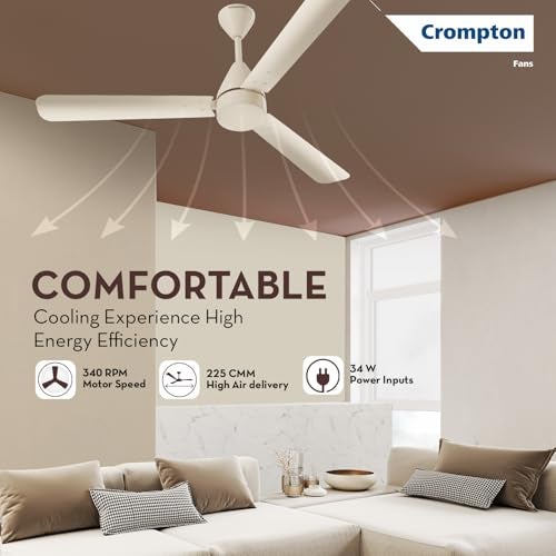 Crompton كرومبتون إنرجين هايبرجيت 1200مم مروحة سقف BLDC | جهاز تحكم عن بعد يعمل في أي مكان | كفاءة طاقة بتقييم 5 نجوم من BEE | توصيل هواء فائق | مقاومة للصدأ | ضمان المصنع لمدة 2 سنة | عاج - Image 4