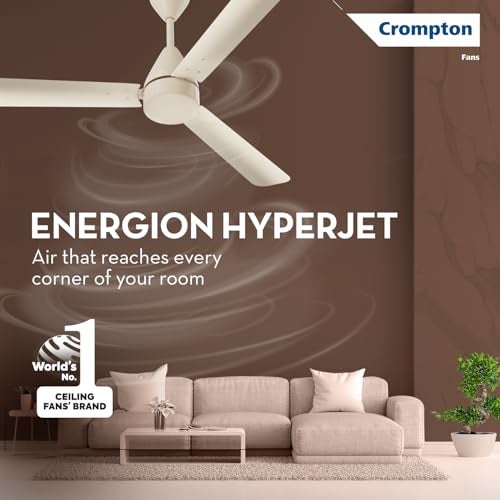 Crompton كرومبتون إنرجين هايبرجيت 1200مم مروحة سقف BLDC | جهاز تحكم عن بعد يعمل في أي مكان | كفاءة طاقة بتقييم 5 نجوم من BEE | توصيل هواء فائق | مقاومة للصدأ | ضمان المصنع لمدة 2 سنة | عاج - Image 2