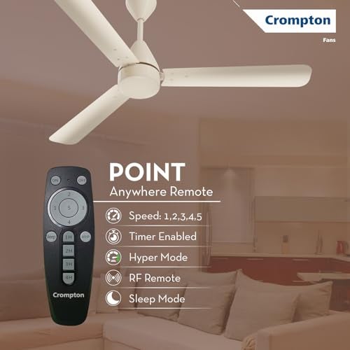 Crompton كرومبتون إنرجين هايبرجيت 1200مم مروحة سقف BLDC | جهاز تحكم عن بعد يعمل في أي مكان | كفاءة طاقة بتقييم 5 نجوم من BEE | توصيل هواء فائق | مقاومة للصدأ | ضمان المصنع لمدة 2 سنة | عاج - Image 5