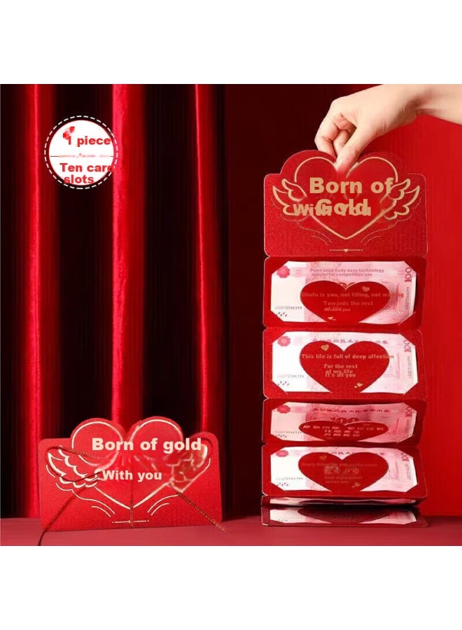 Green Reed Qingwei Valentine's Day Proposal Confession Ceremony Feeling Folding Red Envelope For Boy Girl Birthday Gift The Rest Of My Life With You 10 Cards - Image 1