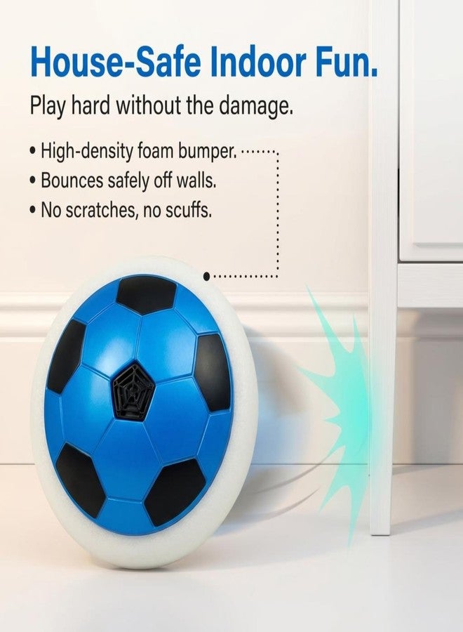 LIVEVIE Hover Soccer Ball for Kids – Rechargeable Air Floating Soccer Disk with Soft Foam Bumper – Type-C Charging – Indoor Soccer Toy & Gift for Boys & Girls Age 3-12 (Blue) - Image 3