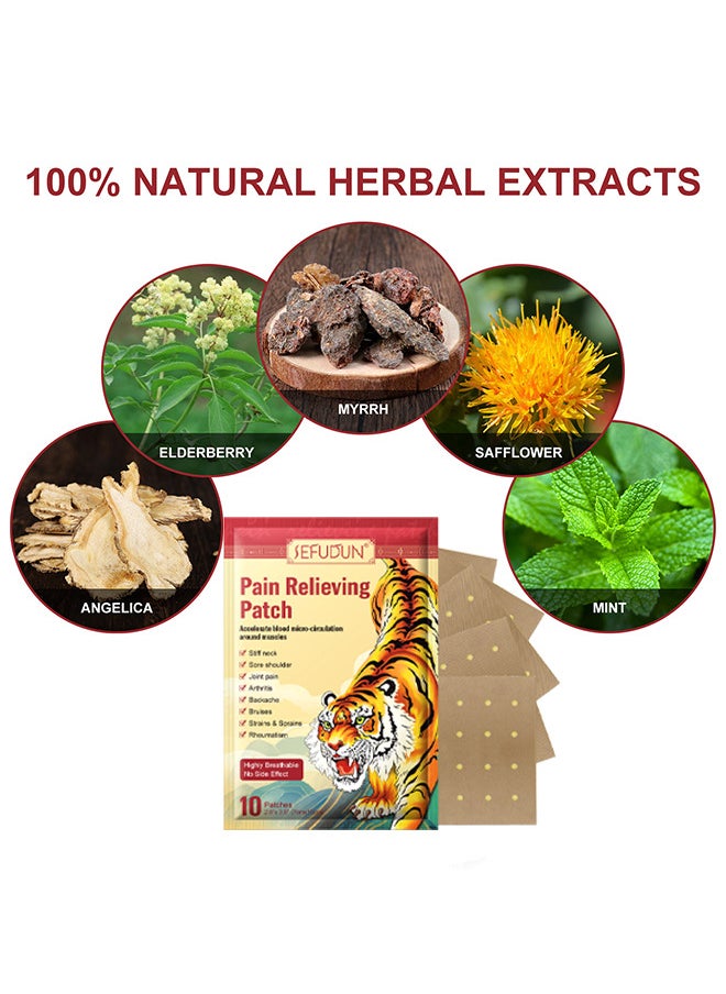 Sefudun - Pain Relieving Patches, Chinese Tiger Patch, Tiger Balm For All Parts Of Body, Shoulder Pain, Back Pain, Knee Pain, Arthritis Pain, Bone Pain Relief Back Pain Patch, Targeted Pain Relief (20 Patches) - Image 1
