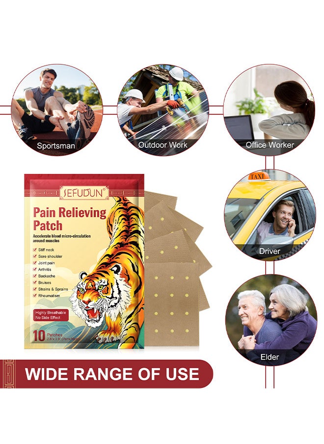 Sefudun - Pain Relieving Patches, Chinese Tiger Patch, Tiger Balm For All Parts Of Body, Shoulder Pain, Back Pain, Knee Pain, Arthritis Pain, Bone Pain Relief Back Pain Patch, Targeted Pain Relief (20 Patches) - Image 1