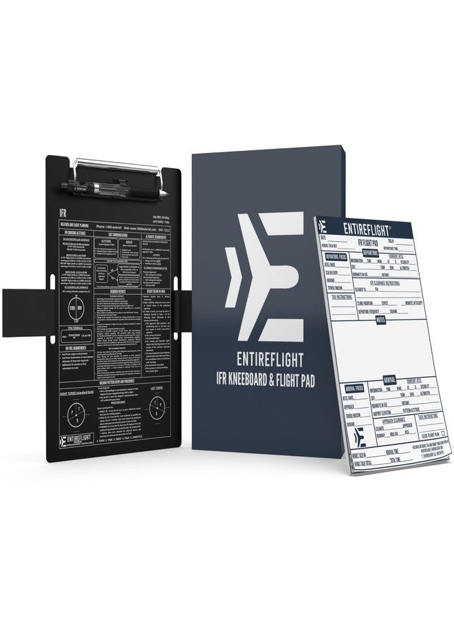 EntireFlight - Aviation Pilot Kneeboard IFR Black with Structured Notepad, Pilot Gear & Flight Bag Accessory, Airplane Grade Aluminum, Elastic Knee Strap & Pen Included for Pilots - Image 1