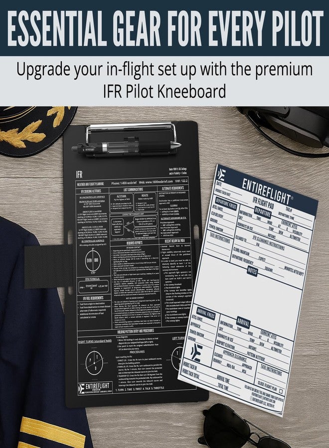 EntireFlight - Aviation Pilot Kneeboard IFR Black with Structured Notepad, Pilot Gear & Flight Bag Accessory, Airplane Grade Aluminum, Elastic Knee Strap & Pen Included for Pilots - Image 2