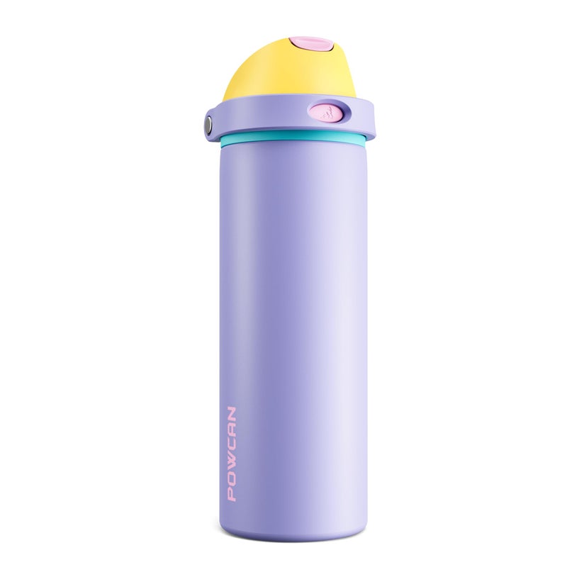 POWCAN 24 oz Insulated Water Bottle: 2-in-1 Push-Button Spout & Quick-Flip Straw, Leakproof, Cold 24Hrs, Fits Car Cup Holder, Metal Sports Water Bottle, Gift for Women, Girls, Daughter (Tangled Shine) - Image 1