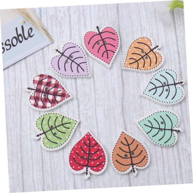 Wooden Buttons 50Pcs Leaf Pattern For Sewing Crafts Hats Shoes Accessories - Image 5