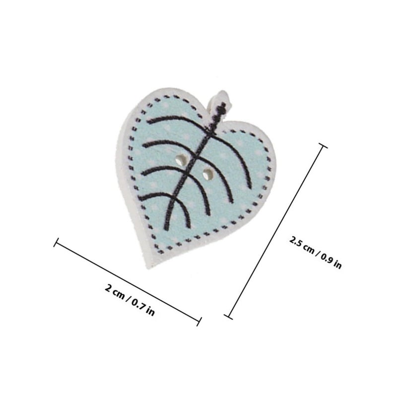 Wooden Buttons 50Pcs Leaf Pattern For Sewing Crafts Hats Shoes Accessories - Image 3