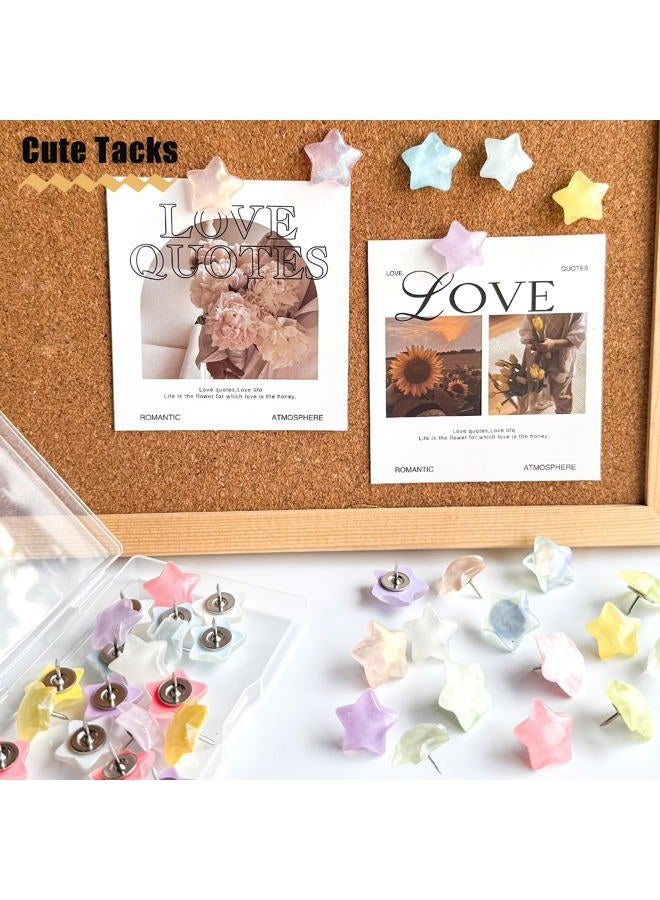 KEYDUACU Decorative Thumb Tacks, Push Pins and Tacks for Bulletin Board,25Pcs Star-Shaped Thumbtacks, Ideal Desk Accessories for Office, Home and School (Water Ripple Star) - Image 2