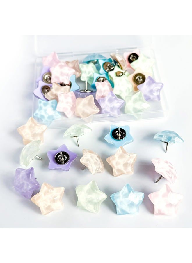KEYDUACU Decorative Thumb Tacks, Push Pins and Tacks for Bulletin Board,25Pcs Star-Shaped Thumbtacks, Ideal Desk Accessories for Office, Home and School (Water Ripple Star) - Image 1