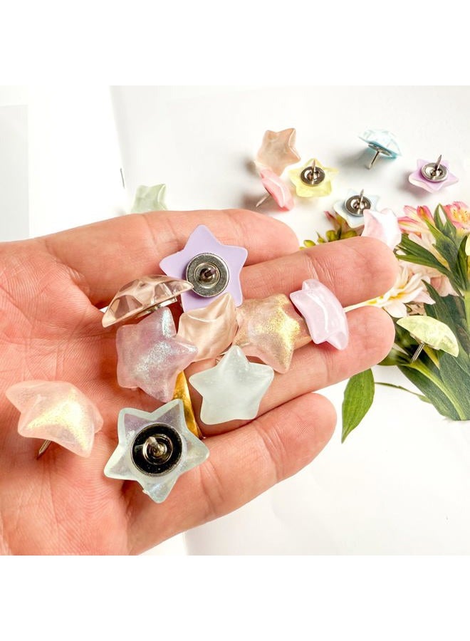 KEYDUACU Decorative Thumb Tacks, Push Pins and Tacks for Bulletin Board,25Pcs Star-Shaped Thumbtacks, Ideal Desk Accessories for Office, Home and School (Water Ripple Star) - Image 4