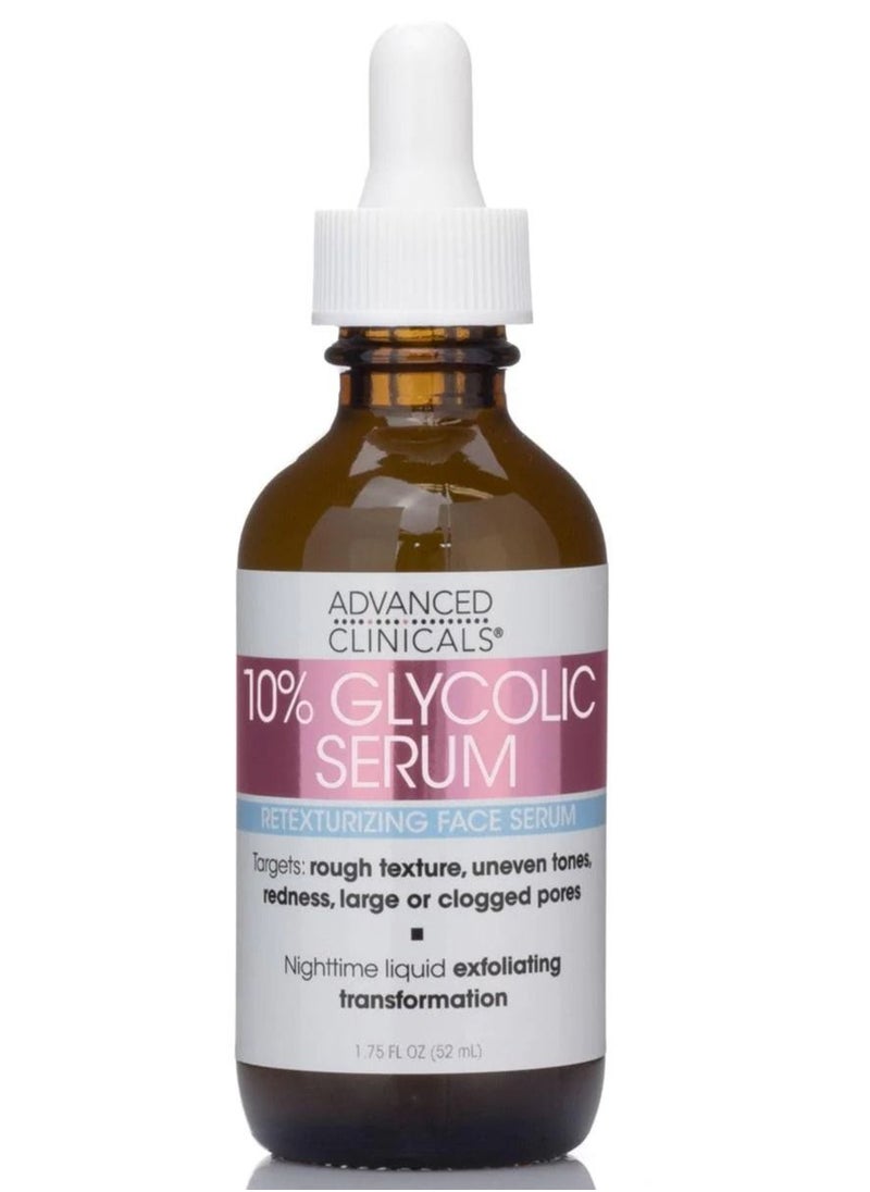 Advanced Clinicals - Glycolic Peel Serum, Salicylic Acid Treatment Gentle Formula W/ 10% Glycolic Acid Targets Fine Lines, Large Pores and Age Spots,1.75 Fl OZ. Dermatologist Tested 100% Clean Beauty (2Pack) - Image 1