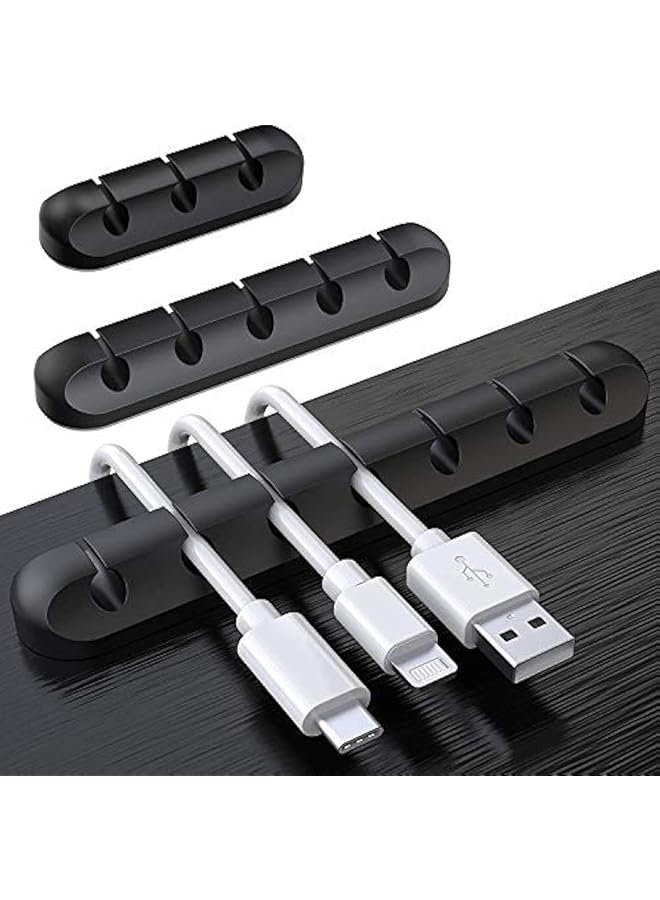 SMILEE Cable Holder Clips 3 Pack Cable Management Cord Organizer Clips Silicone Self Adhesive For Desktop Usb Charging Cable Power Cord Mouse Cable Wire Pc Office Home Black - Image 1