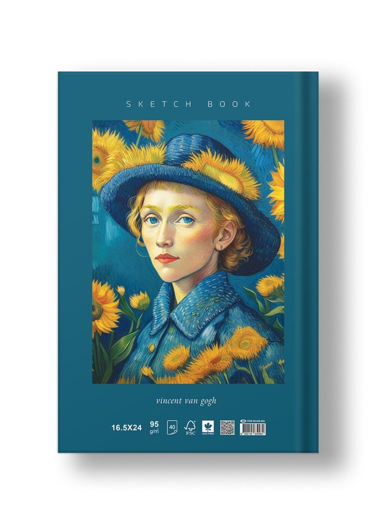Smart Vincent Van Gogh High Quality Sketchbook 40 Light cream Sheets Size 24x16.50cm 95gm For Drawing, Art - Multi Color - By Smart  - Image 2