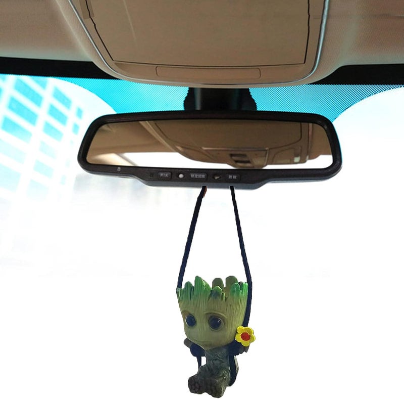 SCKUBMF Smiling Little Tree Man Car Mirror Charm - Lanyard Car Accessory for Decoration, 70cm - Image 1