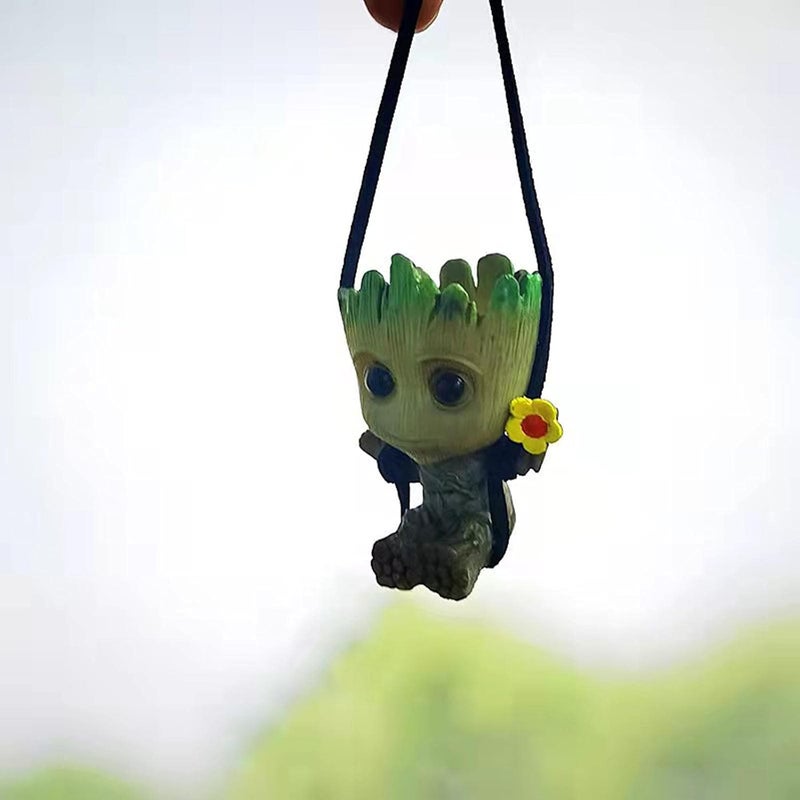 SCKUBMF Smiling Little Tree Man Car Mirror Charm - Lanyard Car Accessory for Decoration, 70cm - Image 2