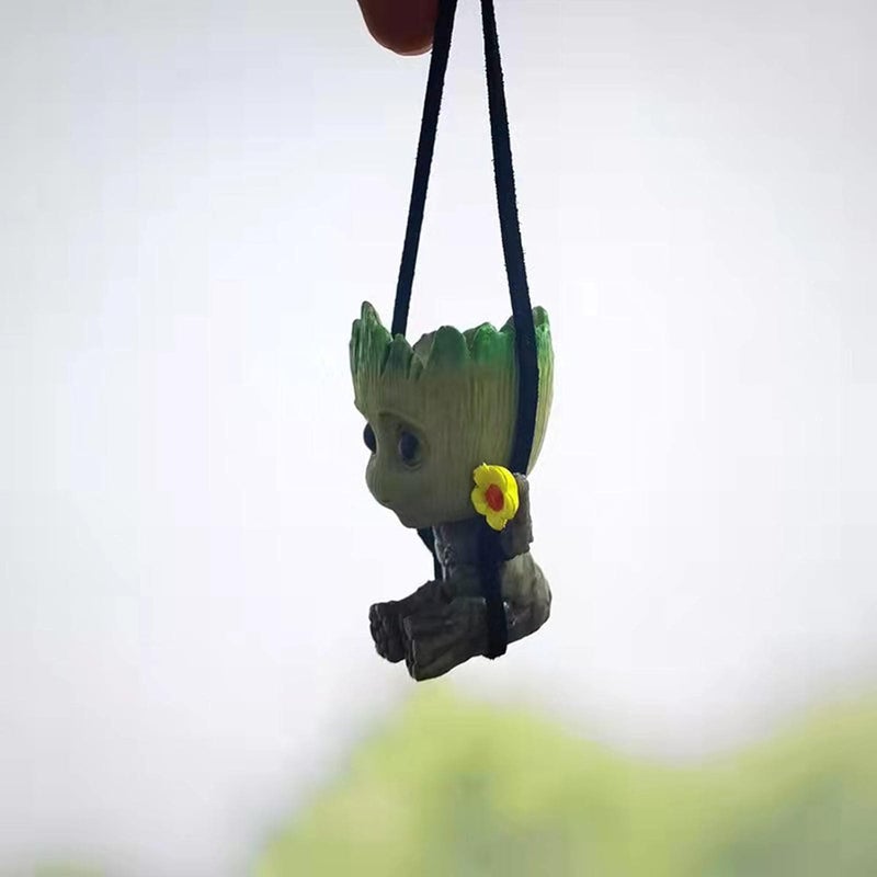 SCKUBMF Smiling Little Tree Man Car Mirror Charm - Lanyard Car Accessory for Decoration, 70cm - Image 3