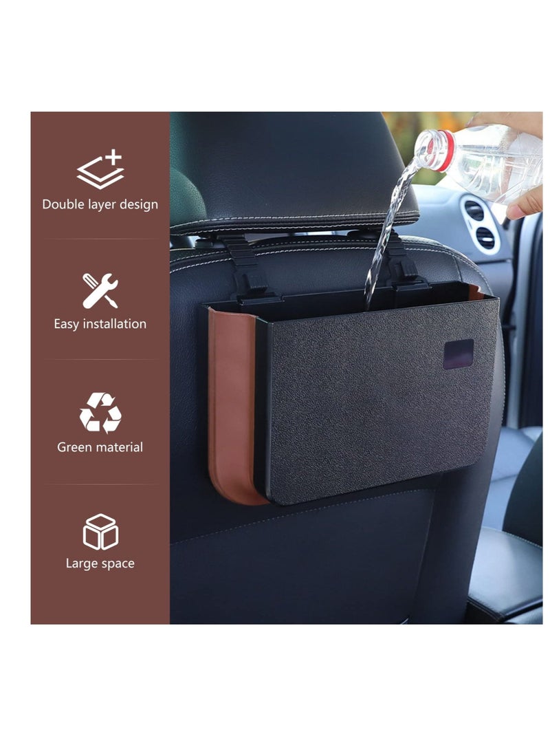 Y&D - Hanging Waterproof car Trash can, Foldable Back Seat Car Bin Organizer, Portable Automotive Garbage Cans Mini Container for Front Accessories(White) - Image 1