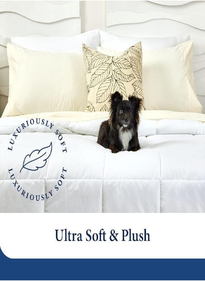Cosy House Collection Cosy House Collection Luxury Bamboo Down Alternative Comforter - Master Bedroom Essentials - All Season Use - Stays Fresher for Longer - Box Stitch Construction & Duvet Loops (King/Cal King, White) 