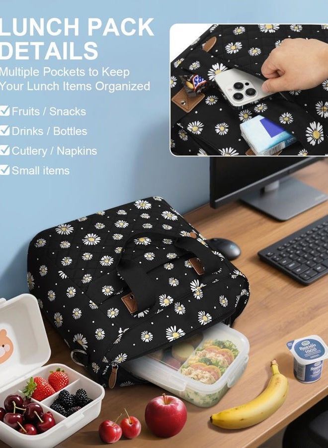 Capolo Insulated Lunch Box for Women & Men - Large Thermal Lunch Bag Women with Removable Shoulder Strap, Reusable Lunch Cooler Tote Bags Purse for Adults Work, Picnic, Hiking, Beach, Travel, MediumDaisy - Image 4