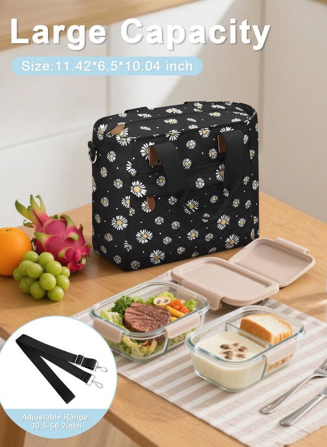 Capolo Insulated Lunch Box for Women & Men - Large Thermal Lunch Bag Women with Removable Shoulder Strap, Reusable Lunch Cooler Tote Bags Purse for Adults Work, Picnic, Hiking, Beach, Travel, MediumDaisy - Image 5