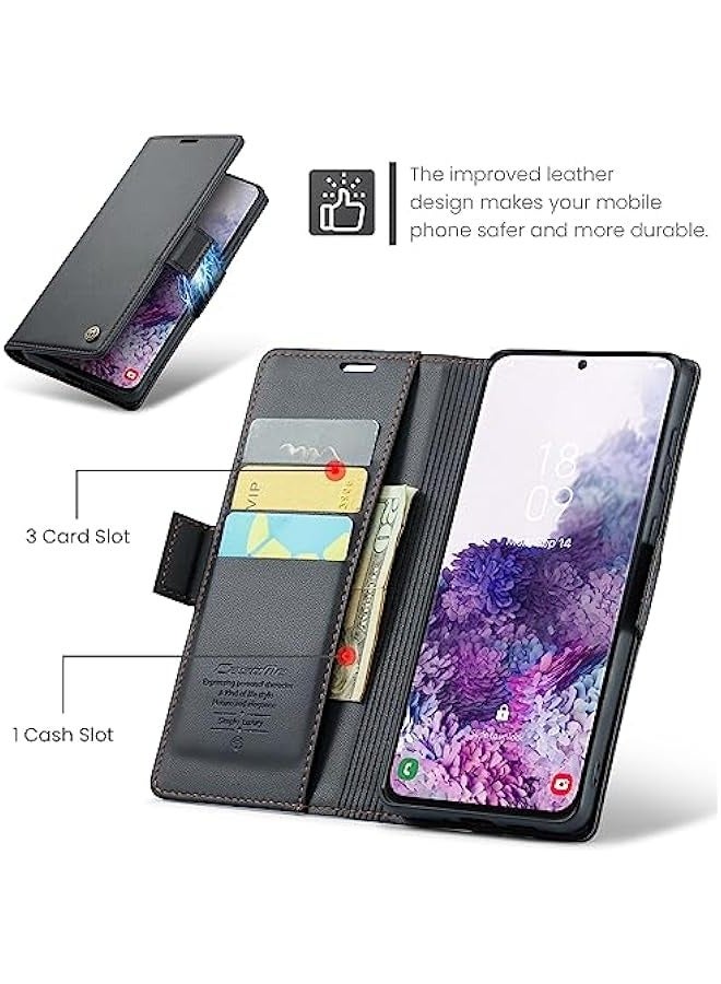 حافظة جلدية قابلة للطي لهاتف سامسونج جالاكسي S20 5G بحجم 6.2 بوصة - أسود - Image 4