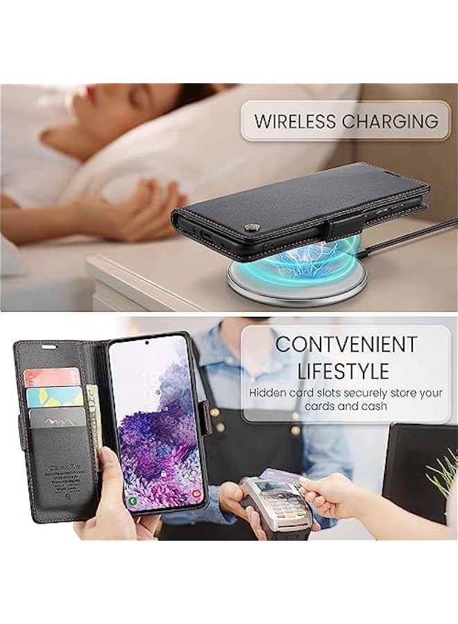 حافظة جلدية قابلة للطي لهاتف سامسونج جالاكسي S20 5G بحجم 6.2 بوصة - أسود - Image 5