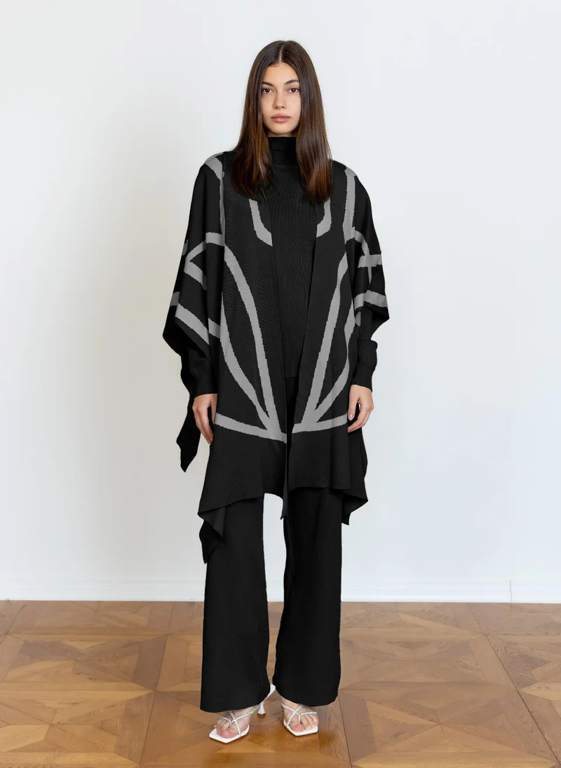 شايبس KNITTED SET WITH PRINTED SHAWL