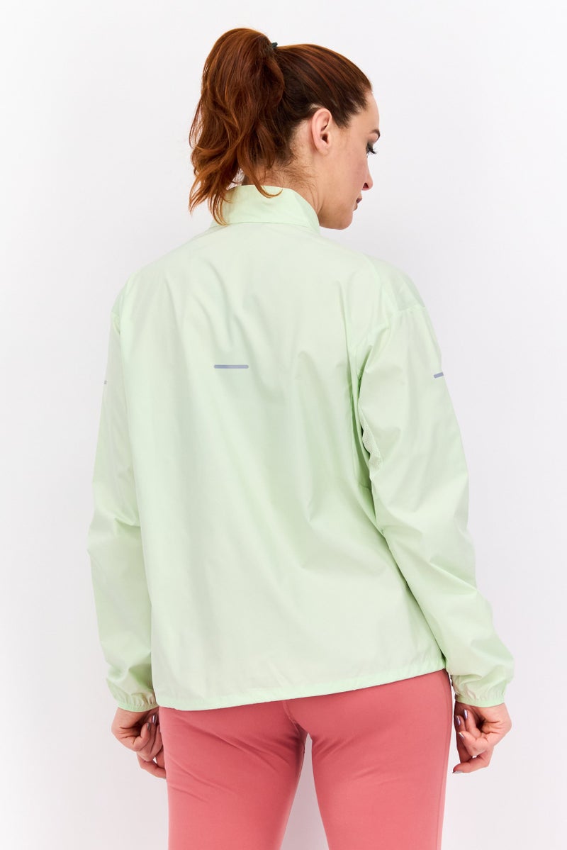 asics Women Regular Fit Running Jacket, Green Combo  - Image 3