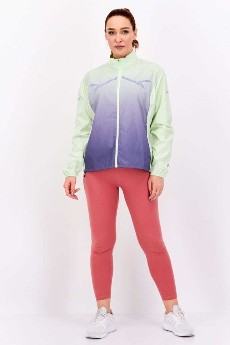 asics Women Regular Fit Running Jacket, Green Combo  - Image 4