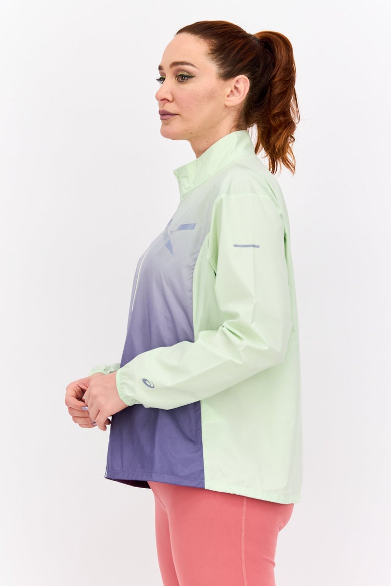 asics Women Regular Fit Running Jacket, Green Combo  - Image 2