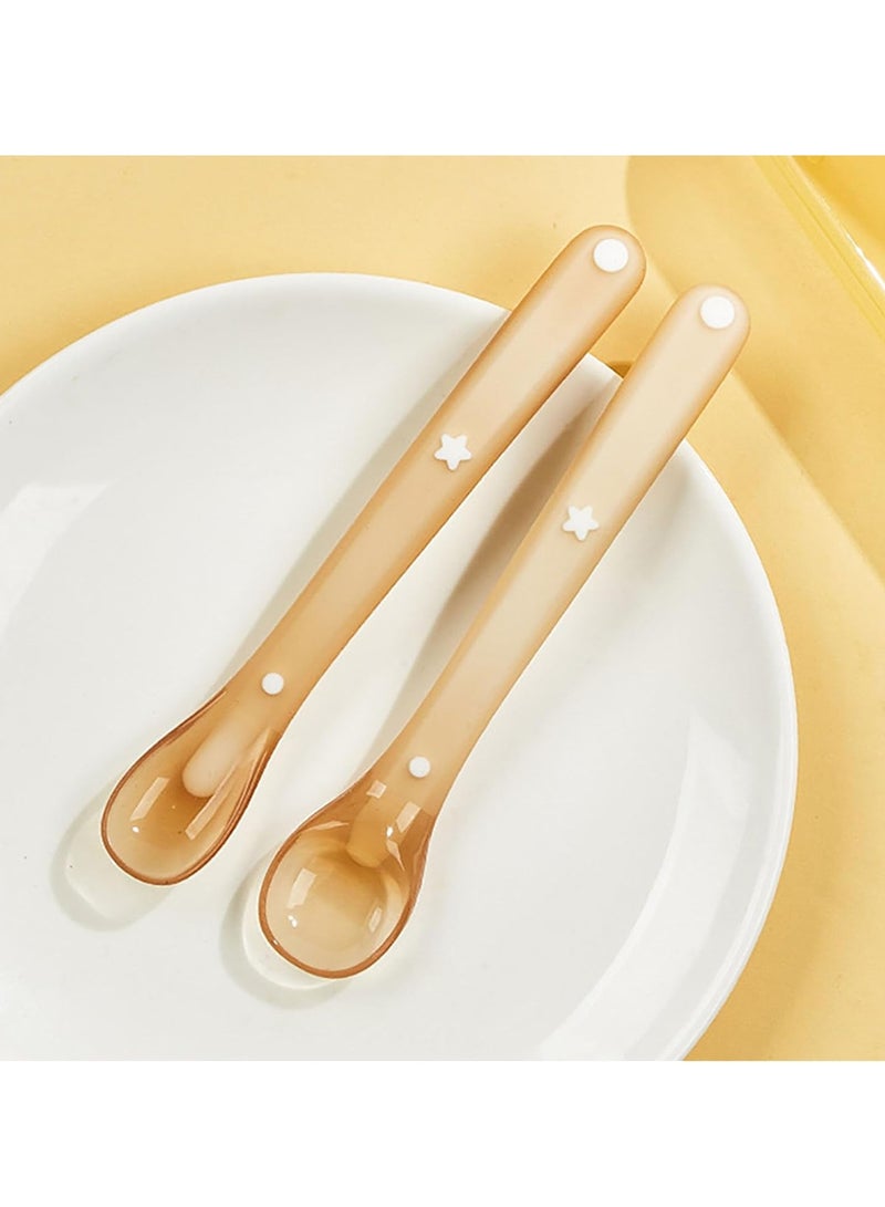 Gonice 2PCS Baby Silicone Training Spoon, Infant Feeding Spoon with Storage Case for Early Mealtime & Self-Feeding Learning - Image 3