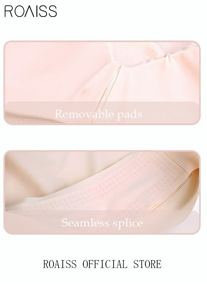 roaiss - Women's Seamless Bralette One-piece High Elastic Leisure Bra No Steel Ring Padded Lingerie Daily Comfort Breathable Soft Underwear Underclothes Sleepwear Skin Color - Image 1
