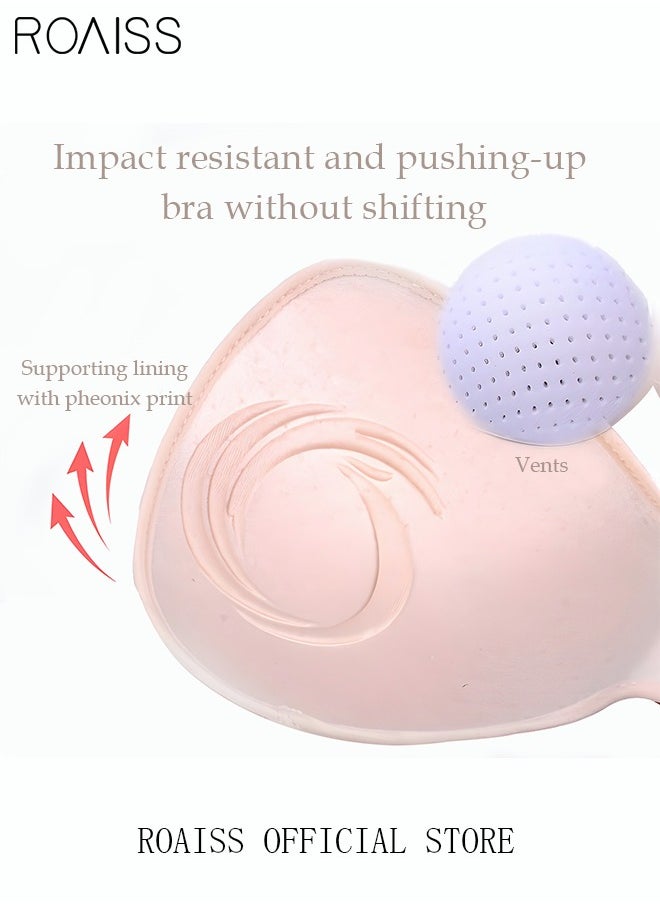 roaiss - Women's Seamless Bralette One-piece High Elastic Leisure Bra No Steel Ring Padded Lingerie Daily Comfort Breathable Soft Underwear Underclothes Sleepwear Skin Color - Image 1