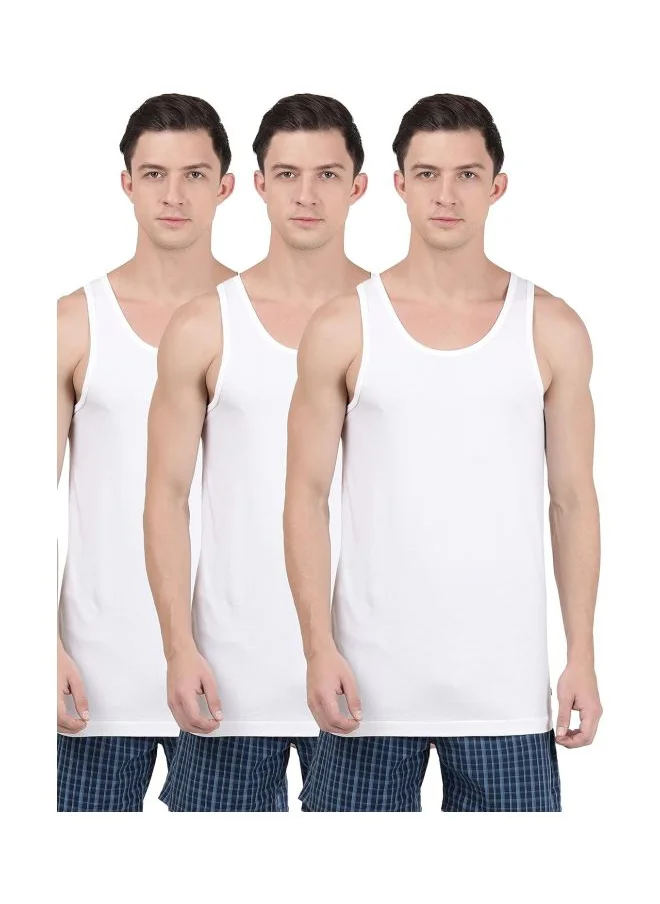 JOCKEY Jockey 8820 Men Super Combed Cotton Round Neck Sleeveless Vest with Extended Length for Easy Tuck Pack of 3