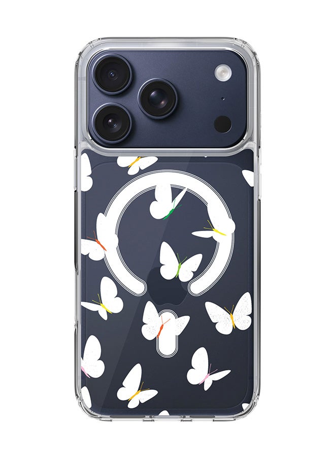 Stylizedd Classic Clear MagSafe Case for iPhone 17 Pro , Hybrid Soft Case Flexible Edges Anti Drop TPU PC Gel Thin Transparent Cover [ Designed for iPhone 17 Pro ] - Fluttering Butterfly