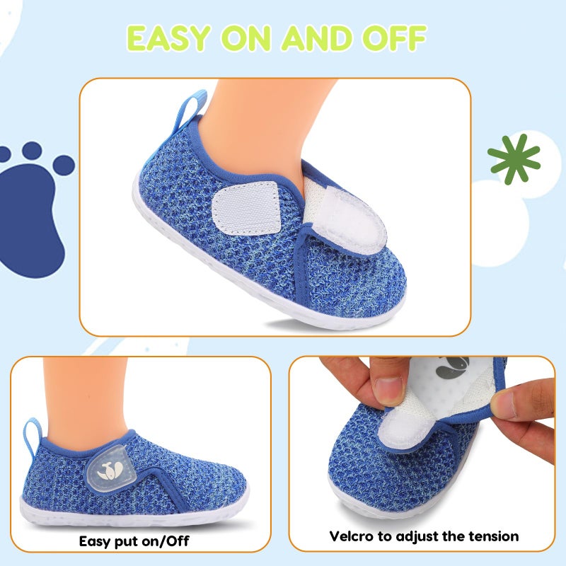 FEETCITY Baby Sneakers Boys Girls Slip On Shoes Infant First Walking Shoes Baby Barefoot Shoe Blue - Image 3