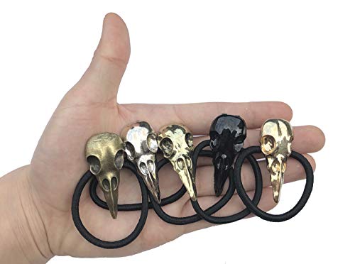Carykon 10PCS Women Hair Tie Alloy Crow Skull Elastic Ponytail Holders, Mixed Colors - Image 3