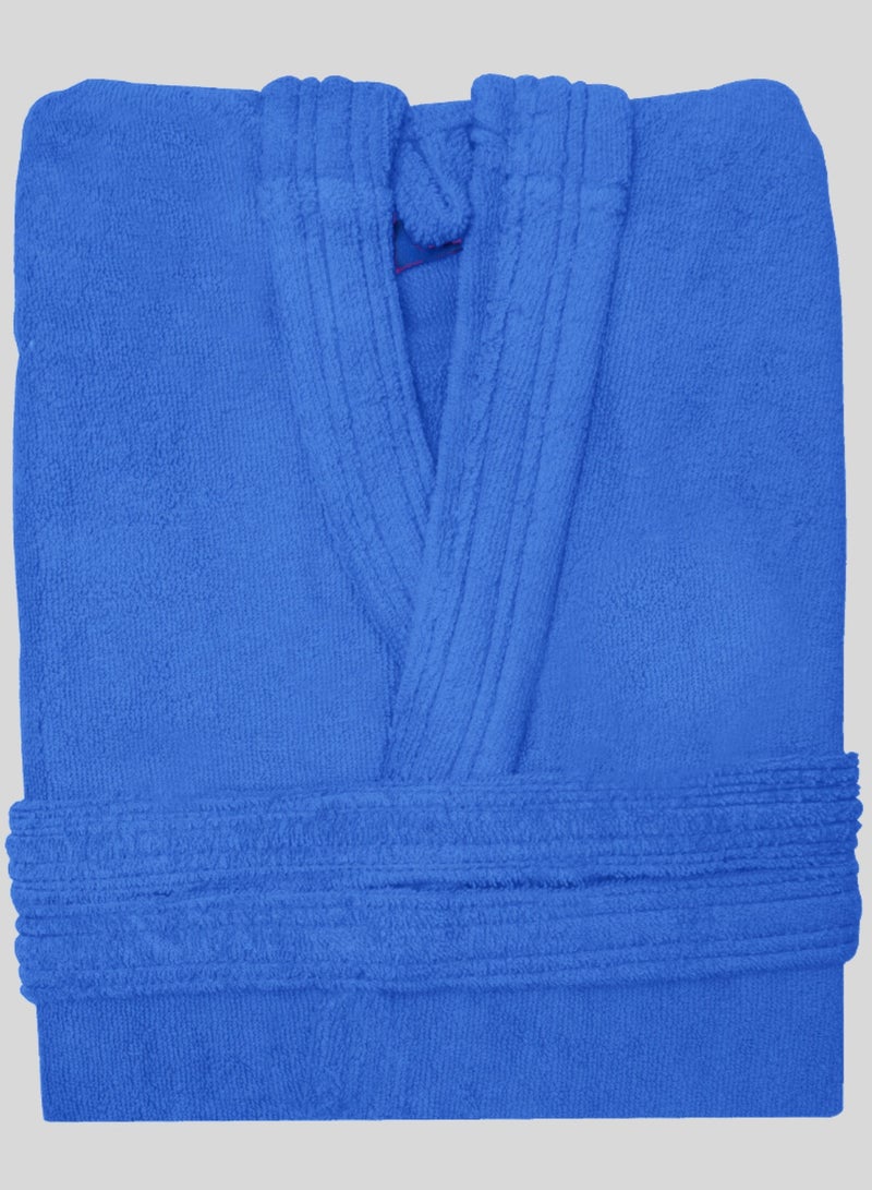 Banotex Luxurious blue Egyptian cotton bathrobe, suitable for both men and women. Comes with a cap, slippers, and a waist belt. Available in one size fits all. - Image 5