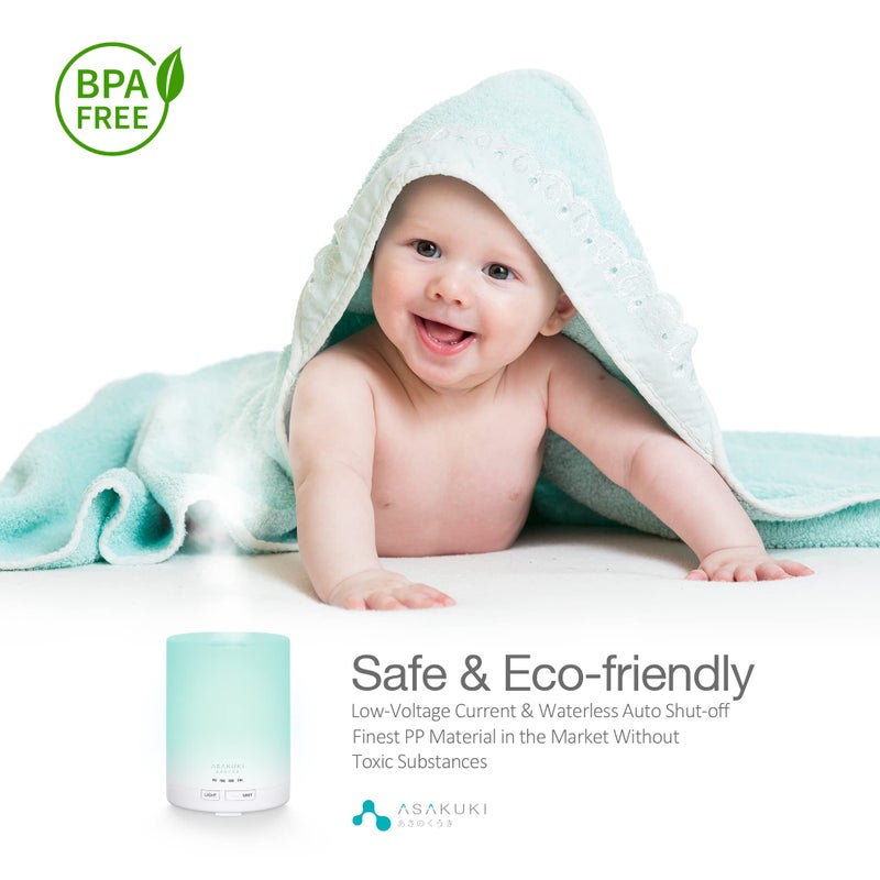 ASAKUKI Essential Oil Diffuser, 5-in-1 Quiet Humidifier, Home Fragrance Aroma Diffuser with 7 LED Color Changing Light and Auto-Off Switch (Pure White) - Image 4