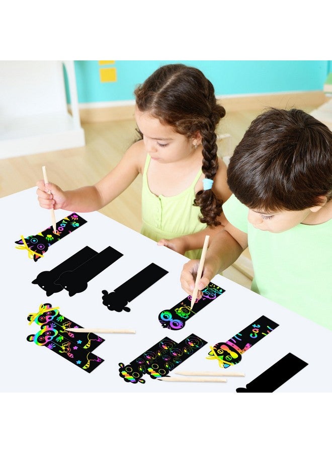 MALLMALL6 70Pcs Animal Scratch Bookmarks Scratch DIY Hang Tags Party Favors Theme Birthday Party Classroom School Supplies Decorations Crafts Kit for Kids - Image 3