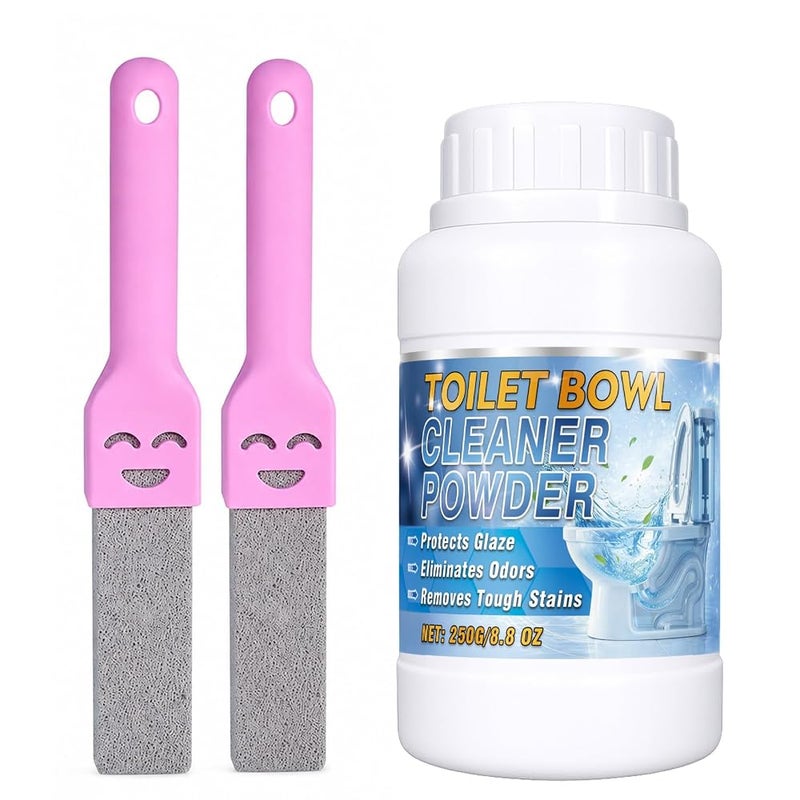 Erigathe Toilet Bowl Cleaner 250g + 2 Pumice Stones, Hard Water Stain Remover for Limescale and Calcium Deposit, Descaler for Toilet and Bathroom - Image 1