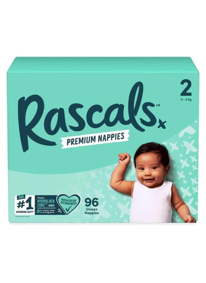 Rascals Rascals - Premium Baby Diapers Jumbo Box - Size 2 - 4-8 kg - 96 Pcs 